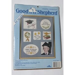 Vintage 1989 COUNTED CROSS‎ STITCH KIT GRADUATION GOOD SHEPHERD # 83687 8"x10"
